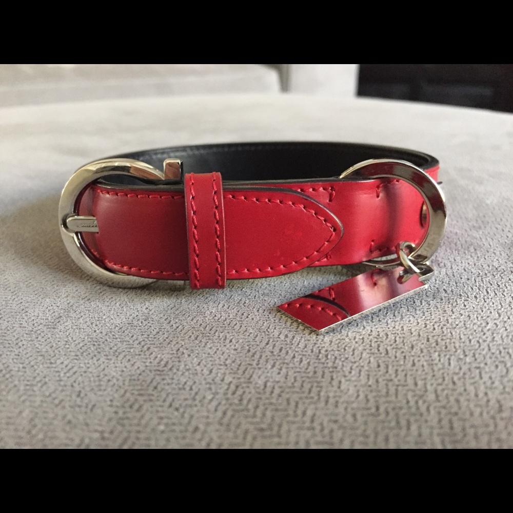 FERRAEGAMO| Ferragamo Red Leather Dog Collar!